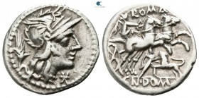 Cn. Domitius Ahenobarbus. 128 BC. Rome. Denarius AR