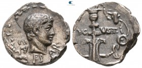 Augustus 27 BC-AD 14. Struck 17 BC. Uncertain mint. Denarius AR