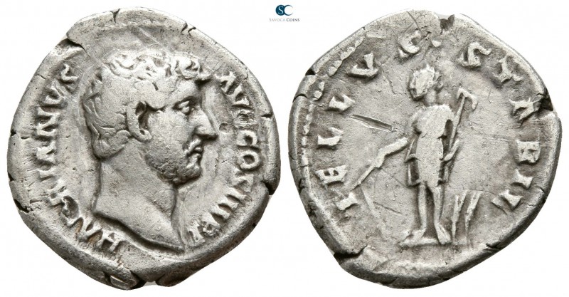 Hadrian AD 117-138. Rome
Denarius AR

16mm., 2,91g.

HADRIANVS AVG COS III ...
