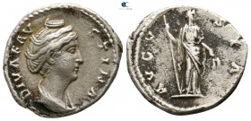 Diva Faustina I AD 141. Rome. Denarius AR