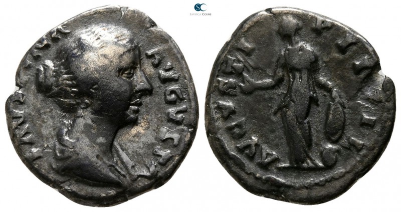 Faustina II AD 147-175. Rome
Denarius AR

17mm., 2,97g.

FAVSTINA AVGVSTA D...