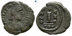 Justinian I. AD 527-565. Constantinople. Decanummium Æ