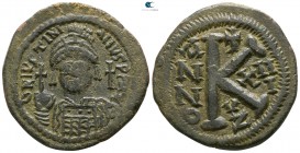 Justinian I. AD 527-565. Cyzicus. Half follis Æ