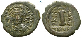 Justinian I. AD 527-565. Dated RY 37=AD 563/4 or 38=AD 564/5. Theoupolis (Antioch). Decanummium Æ