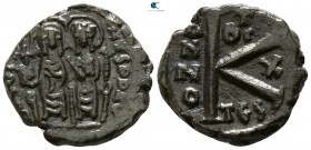 Justin II and Sophia AD 565-578. Thessalonica. Half follis Æ