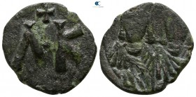 Leo V and Constantine AD 813-820. Syracuse. Half follis Æ