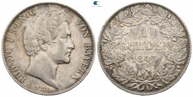 Germany . Bayern. München. Ludwig I AD 1825-1848. Struck AD 1843. Gulden AR
