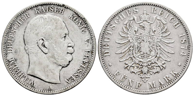 Germany. Prussia. Wilhelm (1830-1884). 5 mark. 1874. Berlin. A. (Km-503). Ag. 27...