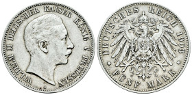 Germany. Prussia. Wilhelm II (1888-1918). 5 mark. 1903. Berlin. A. (Jaeger-104). Ag. 27,69 g. Almost VF/VF. Est...35,00. 

Spanish description: Alem...