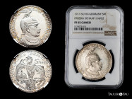 Germany. Prussia. Wilhelm II. 5 mark. 1913. München. (Schaaf-114-G-2). Ag. 5 mark Pattern minted in silver by Karl Goetz. Slabbed by NGC as PF 65 CAME...