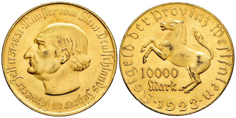 Germany. Weimar Republic. 10000 mark. 1923. (Jaeger-20a). Ae. 33,05 g. Almost MS...