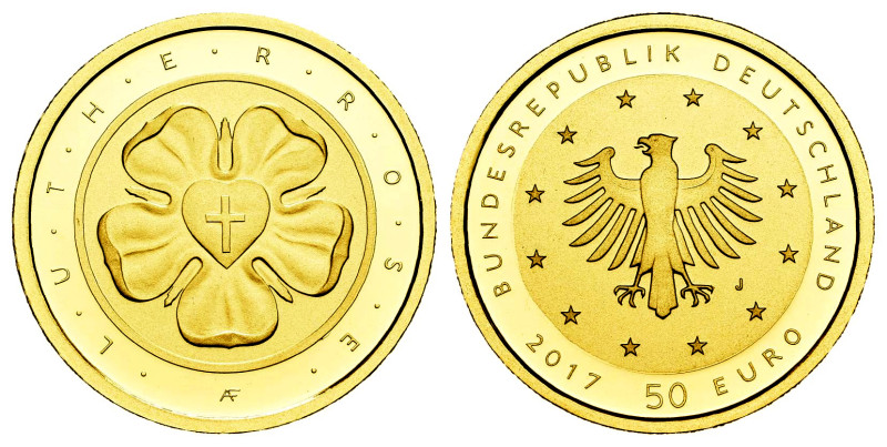Germany. 50 euro. 2017. Hambourg. J. (Jaeger-618). Au. 7,78 g. (.999). In a box ...