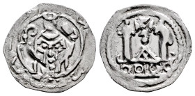 Austria. Adalbert III of Bohemia (1168-77 and 1183-1200). 1 pfennig. Uncertain mint. ERIACENSIS type. (CNA-Ca9). Anv.: Half-length facing bust of bish...