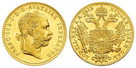 Austria. Franz Joseph I. 1 ducat. 1915. Wien. (Km-2267). (Fried-494). Au. 3,47 g. Official re-struck. Original luster. Mint state. Est...200,00. 

S...
