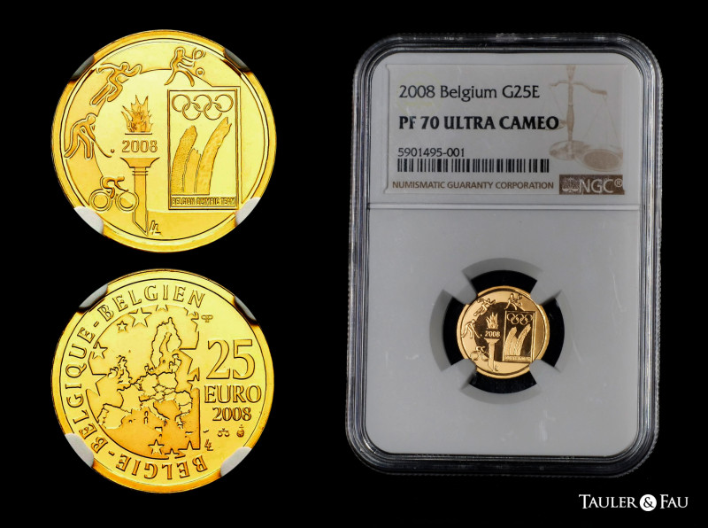 Belgium. Albert II. 25 euros. 2008. (Km-269). (Fr-455). Au. 3,11 g. Beijing 2008...