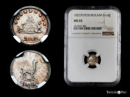 Bolivia. 1/4 sol. 1852. Potosí. (Km-111). Ag. Choice bold strike and blazingly lustrous, totally devoid of any wear or blemishes. Slabbed by NGC as MS...