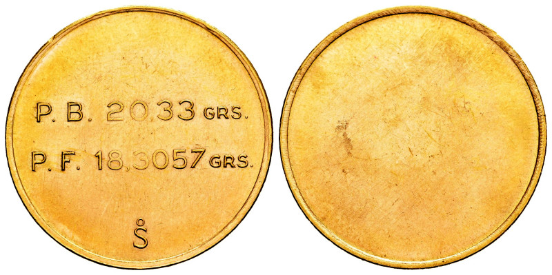 Chile. Gold 100 Pesos Planchet Pattern. Santiago. (Km-175). Au. Santiago Mint un...