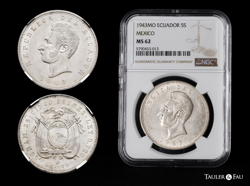 biddr - Tauler & Fau, Auction 119, lot 1139. Ecuador. 5 sucres