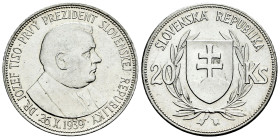 Slovakia. 20 korun. 1939. (Km-3). Ag. 15,05 g. Jozef Tiso. Minor marks. Almost MS. Est...40,00. 

Spanish description: Eslovaquia. 20 korun. 1939. (...