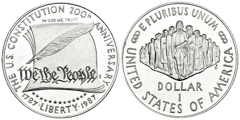 United States. 1 dollar. 1987. San Francisco. S. (Km-220). Ag. 26,83 g. Bicenten...