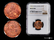 Hong Kong. George V. 1 cent. 1933. London. (Km-17). Ae. Original luster. Slabbed by NGC as MS 65 BN, only four specimens better in the NGC census. NGC...