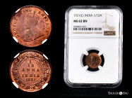 British India. George V. 1/12 anna. 1921. Calcutta. (Km-509). Ae. Original luster. Slabbed by NGC as MS 62 BN. NGC-MS. Est...25,00. 

Spanish descri...