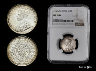 British India. George V. 1/2 rupee. 1936. Bombay. (Km-522). Ag. 5,82 g. Delicate patina. It retains some minor luster. Slabbed by NGC as MS 64+. NGC-M...
