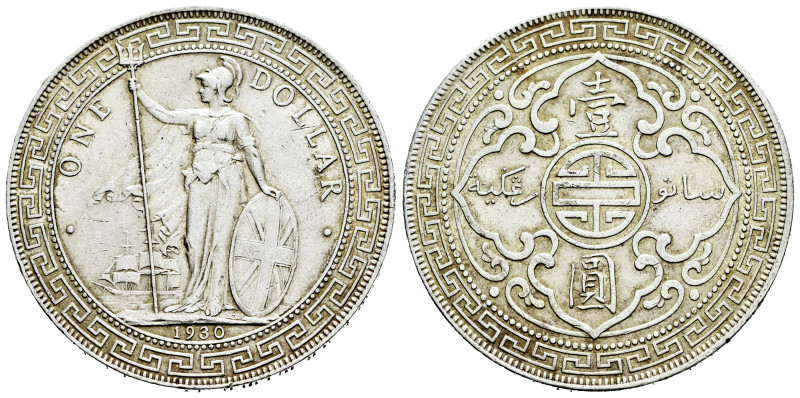 British India. George V. Trade dollar. 1930. (Km-Tn-5). Ag. 26,97 g. Minor nicks...