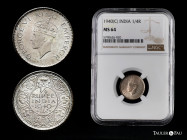 British India. George VI. 1/4 rupee. 1940. Calcutta. (Km-545). Ag. 2,90 g. Slabbed by NGC as MS 64. Soft tone. NGC-MS. Est...30,00. 

Spanish descri...