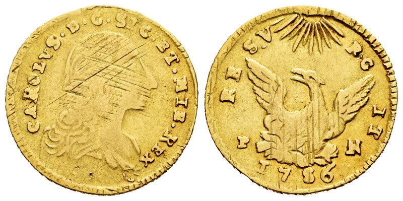 Italy. Napoli and Sicily. Karl III. Gold Oncia. 1756. Palermo. (Fr-887). (Mir-56...