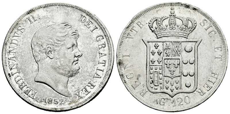 Italy. Napoli and Sicily. Ferdinando II. 120 grana. 1852. (Km-370). Ag. 27,46 g....