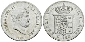 Italy. Napoli and Sicily. Ferdinando II. 120 grana. 1856. (Km-370). (Pagani-222). (Mont-804). Ag. 27,51 g. Original luster. Scarce in this grade. XF/A...