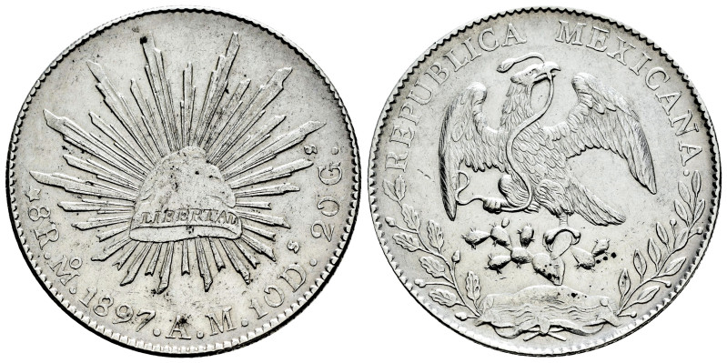 Mexico. 8 reales. 1897. Mexico. AM. (Km-377.10). Ag. 26,94 g. With some original...