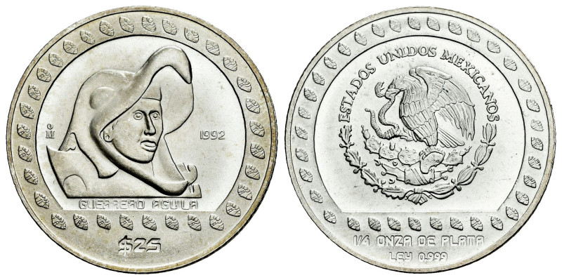 Mexico. 25 pesos. 1992. Mexico. (Km-554). Ag. 7,77 g. Mint state. Est...20,00. ...