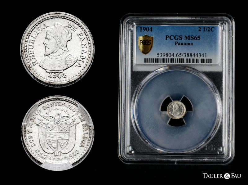 Panama. 2 1/2 centesimos. 1904. (Km-1). Ag. Original luster. Slabbed by PCGS as ...
