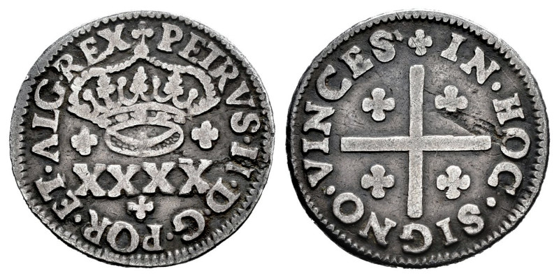 Portugal. D. Pedro II (1683-1706). 2 Vintens. (Gomes-24.14). Ag. 1,44 g. Pearled...