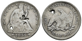 Puerto Rico (under Spain). 1854. Philadelphia. (Km-10). Ag. 12,06 g. In 1884 faced with the need to mint currency, the customs of Puerto Rico took for...