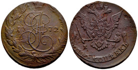 Russia. Catherine II (1762-1796). 5 kopecks. 1772. Ekaterinburg. EM. (Km-C59.3). (Bitkin-621). Ae. 47,33 g. Choice VF. Est...25,00. 

Spanish descri...