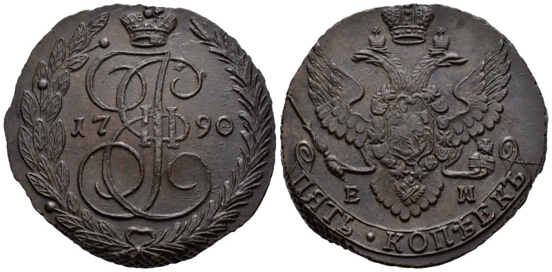 Russia. Catherine II (1762-1796). 5 kopecks. 1790. Ekaterinburg. EM. (Bitkin-644...