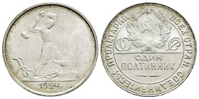 Russia. 50 kopecks. 1924. PL. (Km-Y89.1). Ag. 9,96 g. AU. Est...30,00. 

Spanish description: Rusia. 50 kopecks. 1924. TP. (Km-Y89.1). Ag. 10,00 g. ...