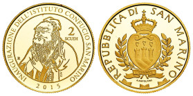 San Marino. 2 Scudi. 2015. (Km-415). Au. 6,45 g. Inauguration of the Confucius Institute of San Marino. In a box and with official certificate. PROOF....