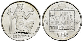 Switzerland. 5 francs. 1936. Bern. B. (Km-41). Ag. 15,05 g. Plenty of original luster. Mint state. Est...35,00. 

Spanish description: Suiza. 5 fran...