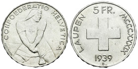 Switzerland. 5 francs. 1939. Bern. B. (Km-42). Ag. 15,01 g. Scarce. Almost MS. Est...120,00. 

Spanish description: Suiza. 5 francs. 1939. Berna. B....