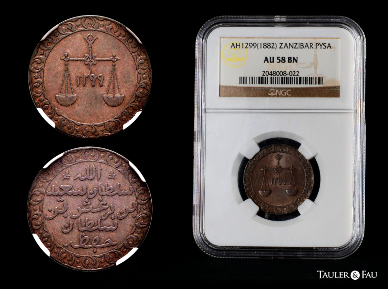 Zanzibar. Sultan Barghash ibn Sa’id (1870-1888). 1 pysa. 1299 H (1882). (Km-1). ...