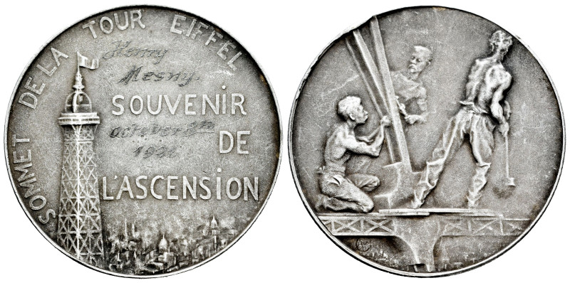 France. Medal. 1921. 28,94 g. Souvenir of the ascent of the Eiffel Tower. Silver...