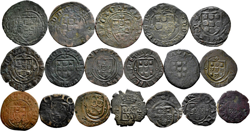 Lot of 18 coins from Portugal of 1 Ceitil of Alfonso V to Sebastian I. TO EXAMIN...