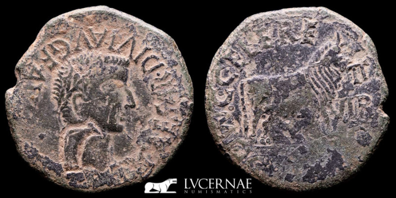 Roman Spain - Tiberius (14-37 A.D.) bronze As (13,70 g. 29 mm.) minted in Calagu...