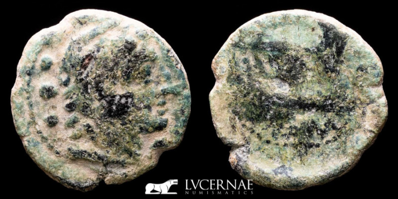 Roman Republic. - Anonymous AE Quadrans (2.84 g., 17 mm). Rome 208 BC. 

Head of...