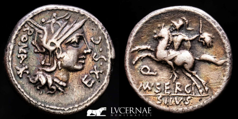 Roman Republic - M. Sergius Silus silver denarius (3,93 g. 18 mm.) minted in Rom...