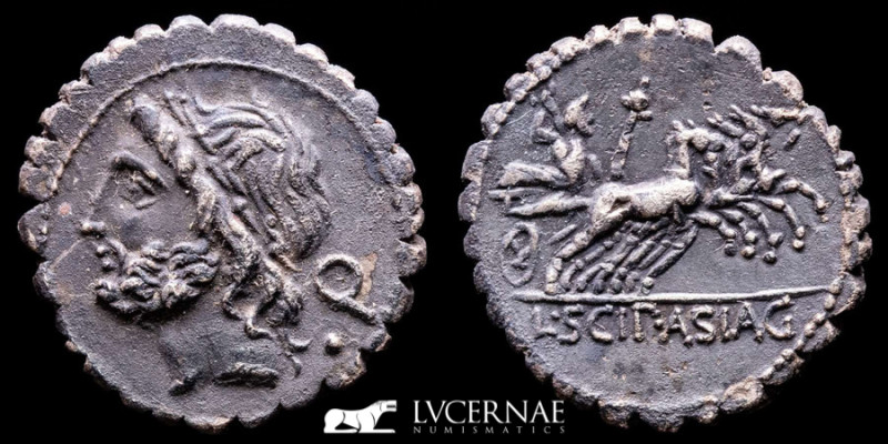 Roman Republic. - L. Cornelius Scipio Asiagenus. 
Silver serrate denarius (3,83 ...